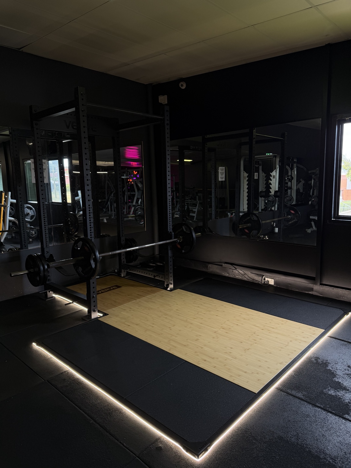 Barbell on the lifting platform